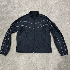 Vintage 2000s Nike Basic Swoosh Logo Black Zip Track Jacket Athletic Dept Size M